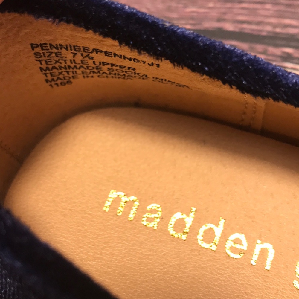 Madden Girl Blue velvet Loafers - Picture 5 of 6